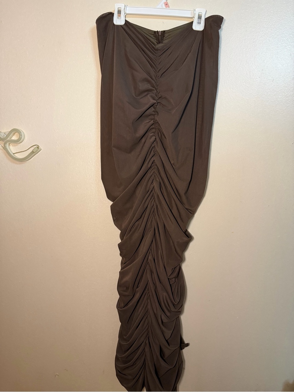Women’s Brown Ruched Midi Skirt